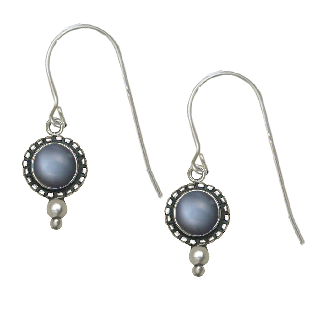 Sterling Silver Grey Moonstone Gemstone Drop Dangle Earrings